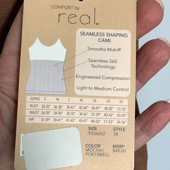 Comfort by Real Women's Smooths Curves Seamless Shaping Camies Tan Size 3X NWT - Picture 3 of 7